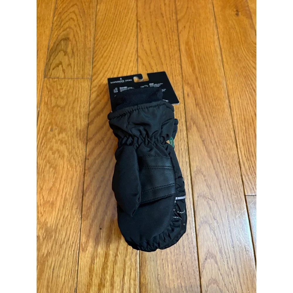 London Fog Kids Black Insulated Winter Mittens Water Resistant 4-6 Years NEW